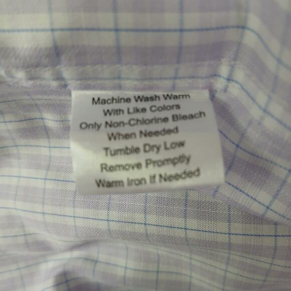 Jos.A.Bank RESERVE no wrinkles 18/37 !00% cotton men's button-up lavender plaid - Picture 11 of 11